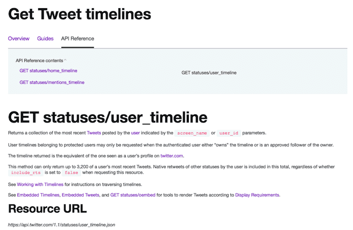 Twitter's Tweet Timeline API